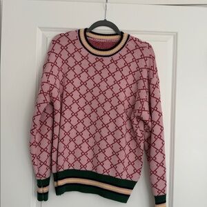 Pink and Red Patterned Sweater